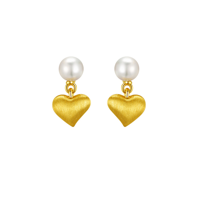 爱心天然小米珠少女耳环