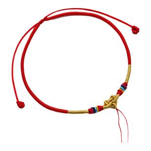 婴儿童金锁挂绳子宝宝平安长命金锁编绳项圈链绳吊坠红绳子如意结