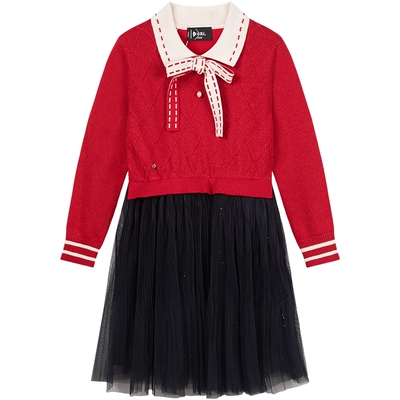 水孩儿女童连衣裙针织网纱裙子