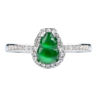 翡翠葫芦戒指女士轻奢高级感纯银开口指环玉石天然冰种祖母绿保真