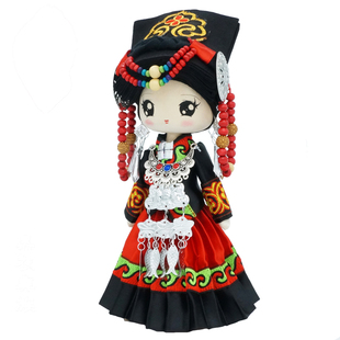 晓青工艺 17cm盛装彝族娃娃 Q版民族娃娃 民族风摆件教学教具礼品