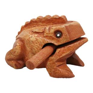 泰国青蛙木雕摆件手工雕刻蛤蟆木鱼创意发声玩具实木蟾蜍工艺品