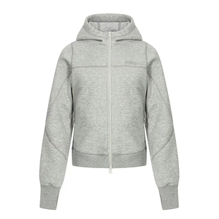 F383 美式复古空气层双头拉链短款连帽卫衣女设计感修身显瘦外套