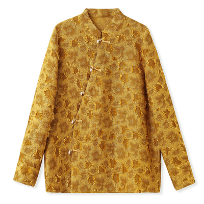 新中式国风重工烧花显白宽松衬衫