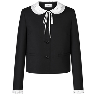 HERLIAN 2026年春季新品双层波点娃娃领设计女士甜酷小香风短外套