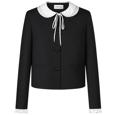 HERLIAN 2026年春季新品双层波点娃娃领设计女士甜酷小香风短外套