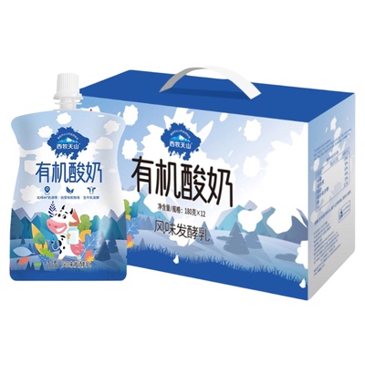 新疆西牧天山有机酸奶180g袋装整箱低温发酵乳儿童学生营养酸奶