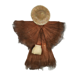 农家乐饭店怀旧装饰特色手工艺品蓑衣斗笠鱼篓帽户外披肩挂件表演