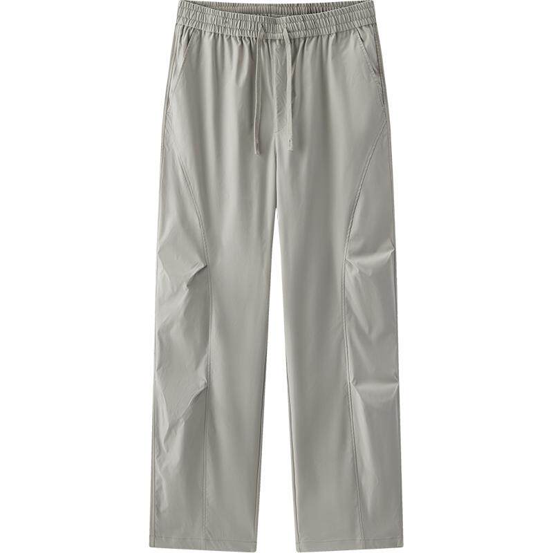 森马休闲裤男夏季微皱宽松直筒裤户外风工装伞裤纯色时尚百搭长裤