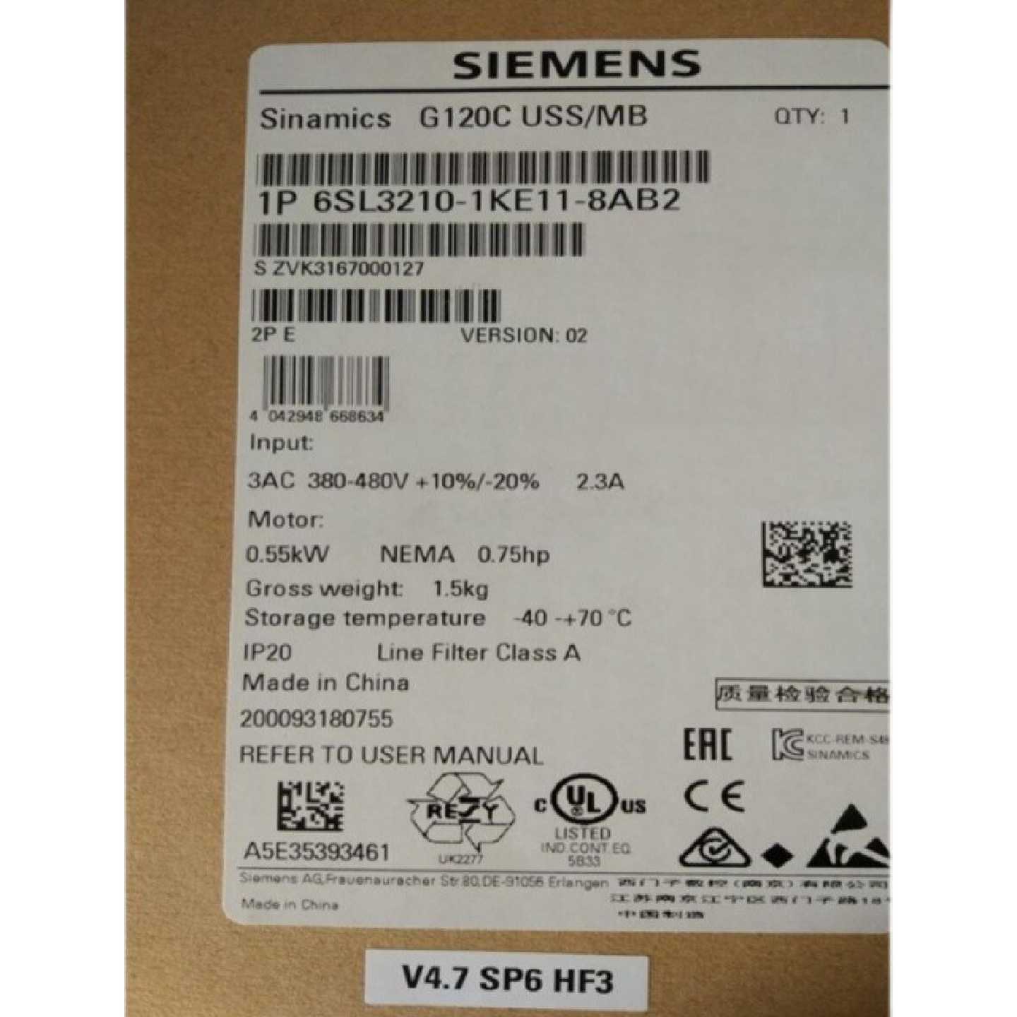 议价全新6SL3210-1KE14-3UF2西门子G120C变频器1.5KW6SL32101KE14