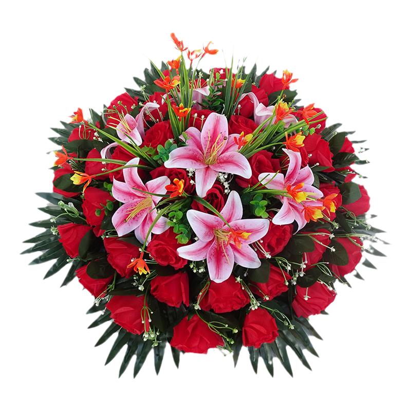 酒店大餐桌中间装盘花花花台仿真花饭店假花桌花电动台面摆花