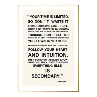 乔布斯语录简约黑白励志英文字母北欧现代桌面装饰画卧室餐厅挂画