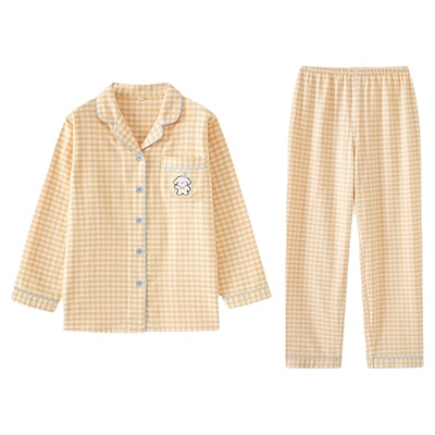 纯棉睡衣女款秋季2025新款长袖套装日系磨毛大码卡通刺绣家居服