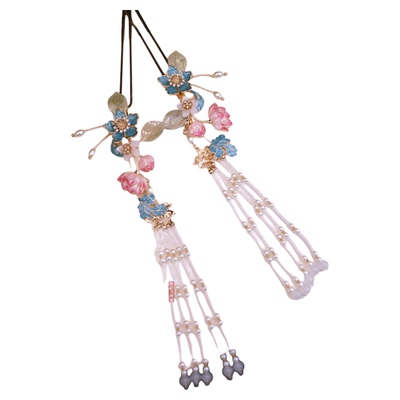 格格间原创【金枝玉叶】华丽烧蓝凤冠霞帔古风汉服配饰发冠发簪