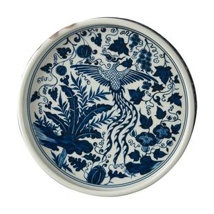 民间艺人手绘龙凤纹元青花壶承壶垫高端景德镇陶瓷仿古壶托茶盘