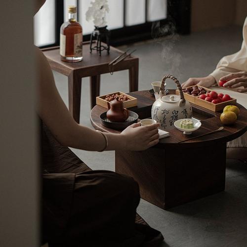 弥言日式火钵碳炉箱胡桃木组合围炉煮茶套装茶空间边炉茶桌取暖茶