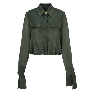 IDPAN女装新款气质通勤复古长袖衬衣设计感女款衬衫上衣