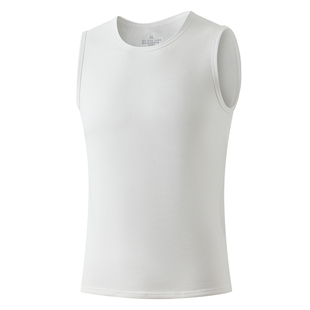 新款抗菌白色纯棉保暖背心男士加绒加厚内穿打底马甲坎肩秋冬季