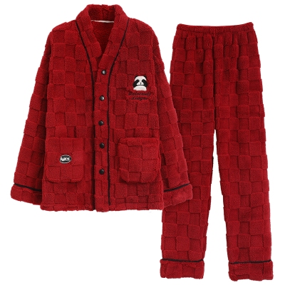 情侣法兰绒加厚加绒保暖和服套装
