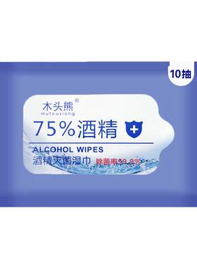 10片一次性随身装酒精消毒湿巾