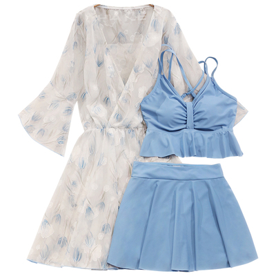 分体带罩衫防晒显白泳衣女