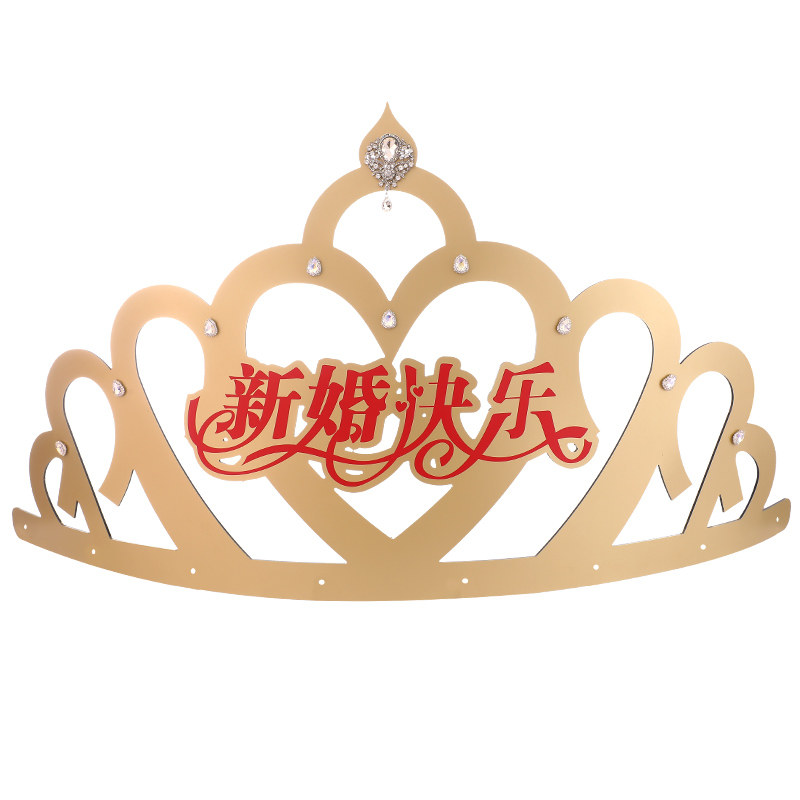 婚车装饰主婚车车顶金色大皇冠头纱抖音网红创意婚庆车顶皇冠头饰