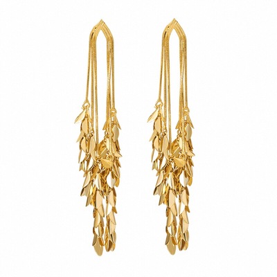 麦穗流苏镀18K金耳环长款耳坠