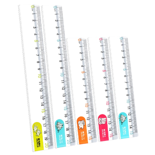 晨光透明直尺带波浪线直尺子小学生专用15cm/20cm/30cm一二年级格尺多功能儿童可爱卡通塑料尺绘图测量刻度尺