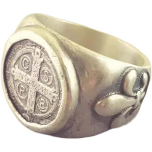 纯银男生戒指尾戒刻字十字架饰品情侣个性复古欧美指环寓意好运款