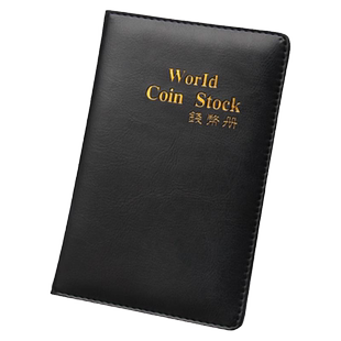 棕鼠皮革钱币册60位4.2厘米大格子PU硬币收藏册竖款收纳小号纪念币皮方便携带高档耐摔古铜币夹银元外壳
