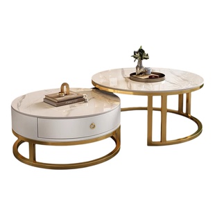 岩板茶几客厅家用现代简约高级感茶几2026新款小户型北欧圆形茶几