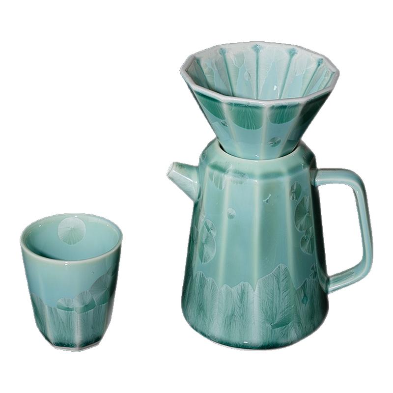koonan结晶釉工艺陶瓷手冲咖啡壶套装V60滤杯咖啡过滤器分享壶