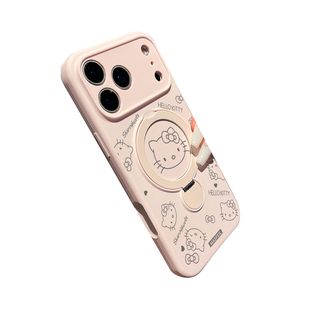 Magsafe磁吸适用苹果17Promax手机壳iPhone16Pro液态硅胶15Pro带360°旋转支架14Pro卡通Kitty猫13防摔保护壳