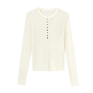 优雅甜美圆领羊毛衫女MOFAN摩凡冬新款米白高级感绵羊毛混纺毛衣