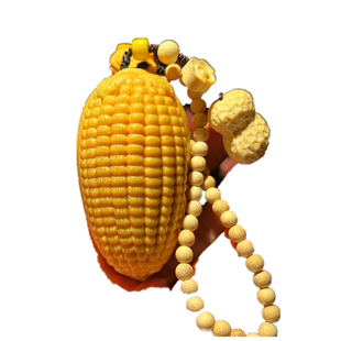 实心竹文玩手把件大玉米带白菜花生祥云配饰竹心竹肉雕刻粒粒饱满