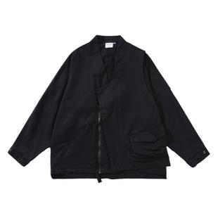 阿于呆日系春秋复古机能个性剪裁道袍男休闲工装户外夹克外套女潮