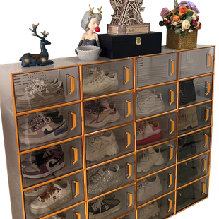 鞋盒收纳盒透明鞋柜鞋子收纳神器省空间鞋架折叠鞋收纳存放盒折叠