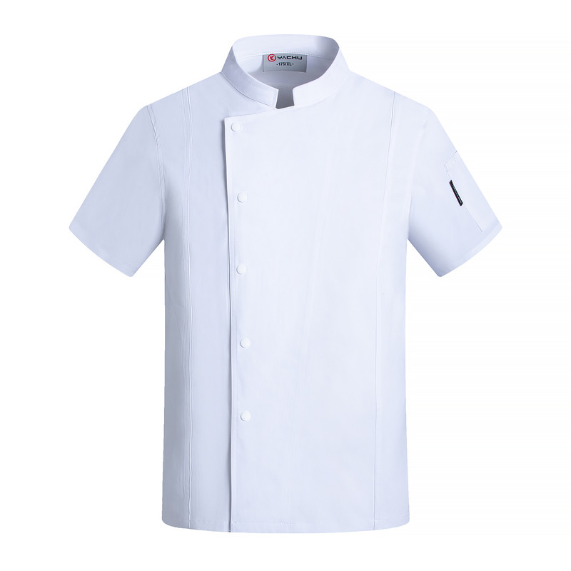 厨师工作服男短袖夏季薄透气酒店餐厅食堂后厨房加大弹力棉厨师服