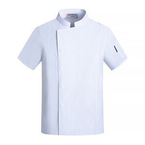 厨师工作服男短袖夏季薄透气酒店餐厅食堂后厨房加大弹力棉厨师服