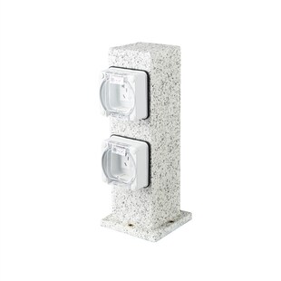 户外IP44防水防雨立式插座16A地插接地接线不锈钢带灯圆柱长方形