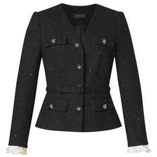 【商场同款】La Koradior拉珂蒂时尚秋冬新款气质香风收腰外套女