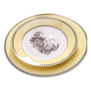 欧式宫廷餐具盘子碟子高档北欧复古平盘浅盘骨瓷餐盘高端奢华家用