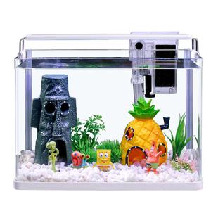 宝宁2025新款玻璃小型金鱼缸过滤制氧一体机家用客厅桌面生态裸缸