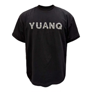 YUANQ2026SS钻石黑灰美式短袖复古字母印花短袖T恤男女宽松上衣