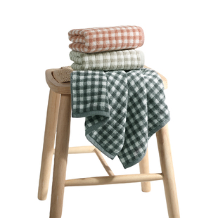 无印良品全棉毛巾格纹吸水速干家用成人洗脸巾方杨系列纯棉面巾女