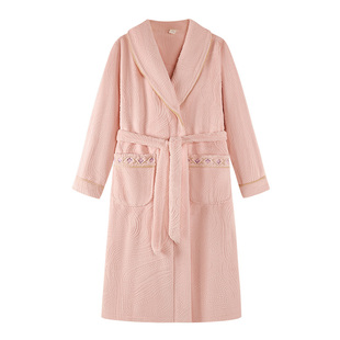 新一步法兰绒长袖长款睡袍女冬款加绒加厚珊瑚绒浴袍家居服毛绒衣