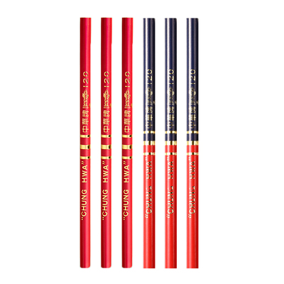 正品中华牌红蓝双色铅笔双头医学圆杆全红特种护士专用基建实验室圆形红铅笔标图绘图木工体温单记号铅笔专用