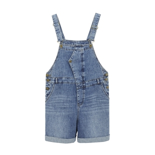 【适合小个子】MSLAN春夏学院风减龄解构牛仔背带裤短裤MFBN5203