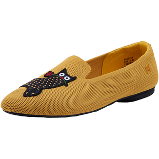 快乐玛丽休闲单鞋女2026春季新款懒人一脚蹬飞织软底通勤王妃鞋