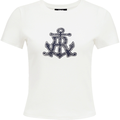 ONLY复古航海风印花修身正肩T恤